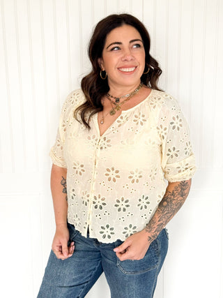 The Petal Eyelet Button Blouse - 100 Casual Tops - The Farmhouse