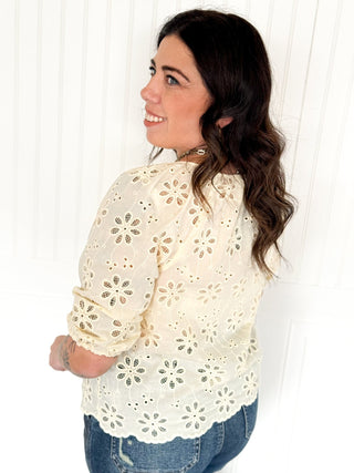 The Petal Eyelet Button Blouse - 100 Casual Tops - The Farmhouse