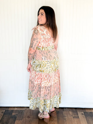The Petal Mosaic Tie - Shoulder Maxi Dress - 170 Dresses - The Farmhouse