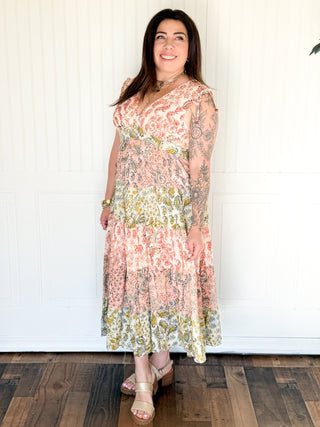 The Petal Mosaic Tie - Shoulder Maxi Dress - 170 Dresses - The Farmhouse