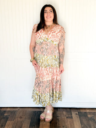 The Petal Mosaic Tie - Shoulder Maxi Dress - 170 Dresses - The Farmhouse