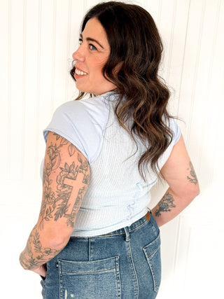 The Powder Blue Edge Stitch Knit - 100 Casual Tops - The Farmhouse