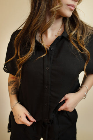 The Raven Grace Linen Blouse - 110 Blouses - The Farmhouse
