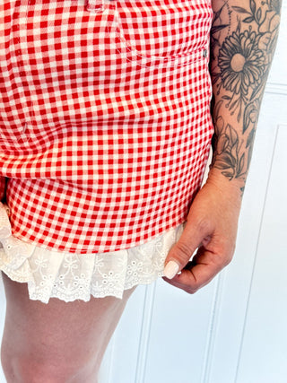 The Red Ribbon Ruffle Denim Shorts - 220 Shorts + Skirts - The Farmhouse