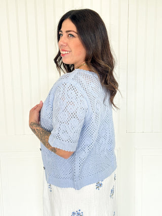 The Reversible Periwinkle Breeze Button Back Top - 110 Blouses - The Farmhouse