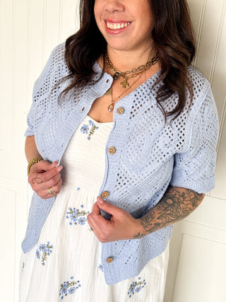 The Reversible Periwinkle Breeze Button Back Top - 110 Blouses - The Farmhouse