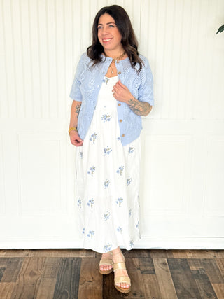 The Reversible Periwinkle Breeze Button Back Top - 110 Blouses - The Farmhouse