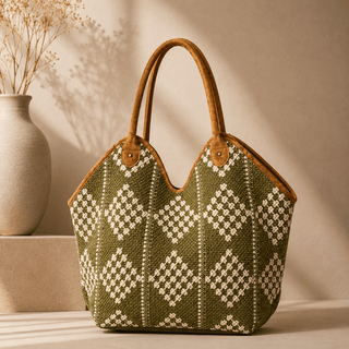 The Rustic Retreat Tote, Olive & Cream - 280 Bags - The Farmhouse
