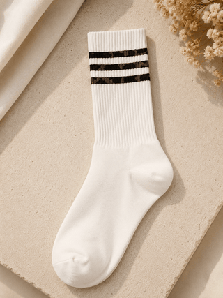 The Safari Chic Crew Socks, Off White - 300 Footwear - The Farmhouse