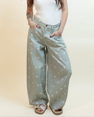 The Sage Dot Drift Denim Polka Dot Pants - 240 Pants - The Farmhouse