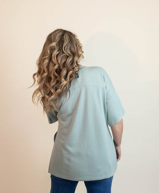 The Sage Valley Slit Side Oversized Tee - 100 Casual Tops - The Farmhouse