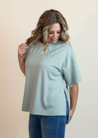 The Sage Valley Slit Side Oversized Tee - 100 Casual Tops - The Farmhouse