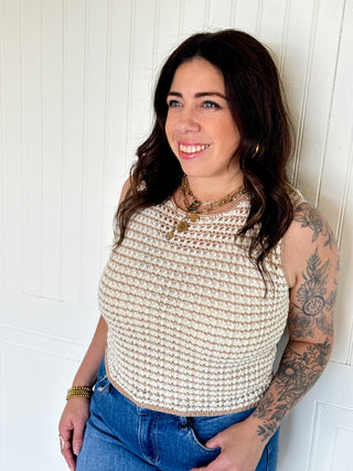 The Sandstripe Crochet Tank - 110 Blouses - The Farmhouse