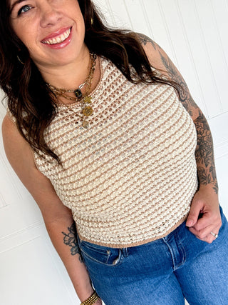The Sandstripe Crochet Tank - 110 Blouses - The Farmhouse