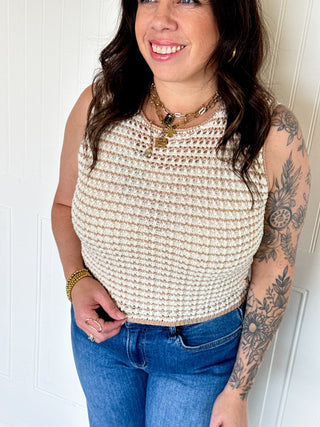 The Sandstripe Crochet Tank - 110 Blouses - The Farmhouse