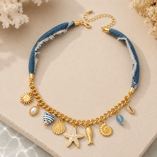 The Sandy Cove Denim Necklace - 260 Fashion Accessories - The Farmhouse