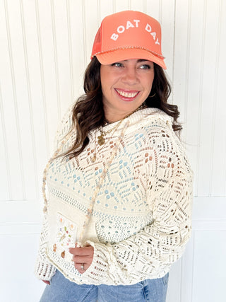The Sandy Shore Crochet Hoodie - 140 Sweatshirts + Sweaters - The Farmhouse