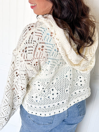 The Sandy Shore Crochet Hoodie - 140 Sweatshirts + Sweaters - The Farmhouse