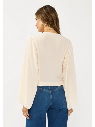 The Sea Pearl Tie Front Button Down Blouse - 110 Blouses - The Farmhouse