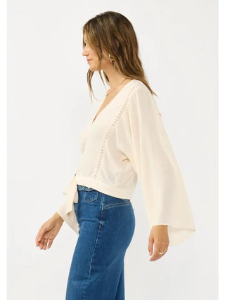 The Sea Pearl Tie Front Button Down Blouse - 110 Blouses - The Farmhouse