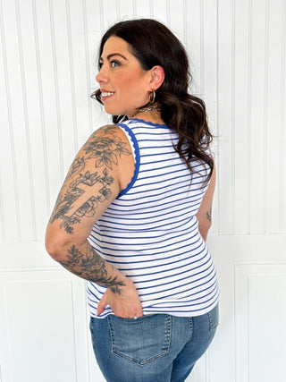 The Shoreline Scallop Striped Sleeveless Top - 100 Casual Tops - The Farmhouse
