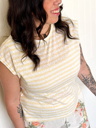 The Soft Butter Stripe Knit Top - 110 Blouses - The Farmhouse