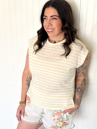 The Soft Butter Stripe Knit Top - 110 Blouses - The Farmhouse