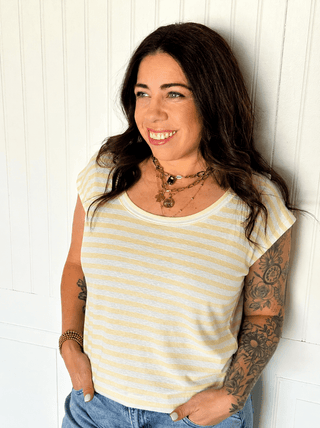 The Soft Butter Stripe Knit Top - 110 Blouses - The Farmhouse