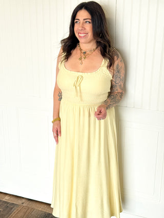 The Spaghetti Strap Effortless Midi, Butter Yellow - 170 Dresses - The Farmhouse