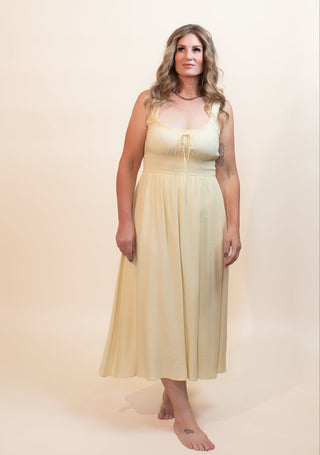 The Spaghetti Strap Effortless Midi, Butter Yellow - 170 Dresses - The Farmhouse