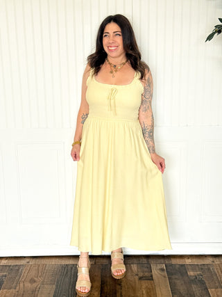 The Spaghetti Strap Effortless Midi, Butter Yellow - 170 Dresses - The Farmhouse