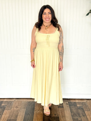 The Spaghetti Strap Effortless Midi, Butter Yellow - 170 Dresses - The Farmhouse