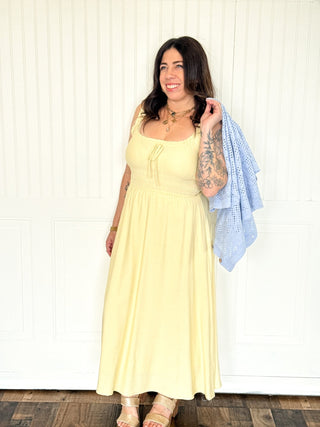 The Spaghetti Strap Effortless Midi, Butter Yellow - 170 Dresses - The Farmhouse