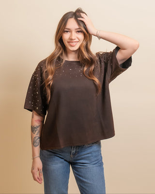 The Stardust Stud Tee, Black - 100 Casual Tops - The Farmhouse