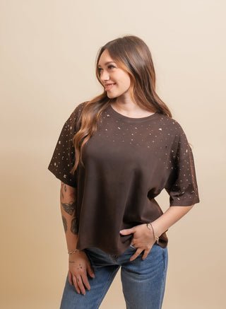 The Stardust Stud Tee, Black - 100 Casual Tops - The Farmhouse