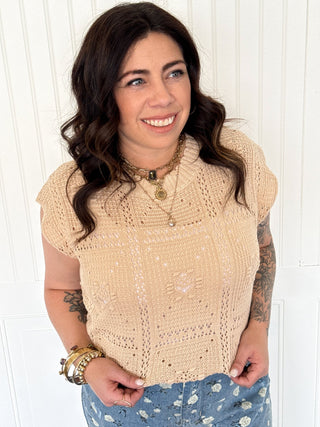 The Tansy Thread Short Sleeve Knit, Natural - 100 Casual Tops - The Farmhouse