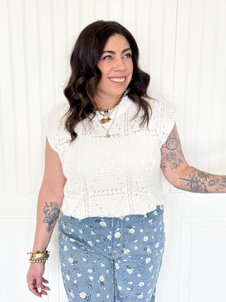 The Tansy Thread Short Sleeve Knit, Off White - 100 Casual Tops - The Farmhouse