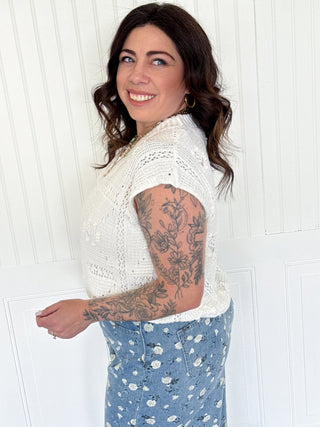 The Tansy Thread Short Sleeve Knit, Off White - 100 Casual Tops - The Farmhouse