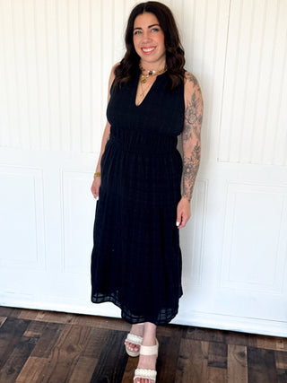 The Tiered Pocket Midi Dress, Black - 170 Dresses - The Farmhouse