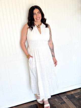 The Tiered Pocket Midi Dress, White - 170 Dresses - The Farmhouse