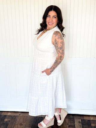 The Tiered Pocket Midi Dress, White - 170 Dresses - The Farmhouse