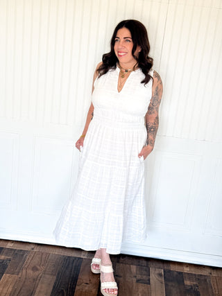 The Tiered Pocket Midi Dress, White - 170 Dresses - The Farmhouse