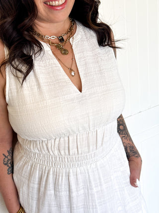 The Tiered Pocket Midi Dress, White - 170 Dresses - The Farmhouse