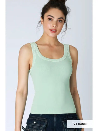 The Twice as Nice Rib Tank, Vintage Oasis - 130 Basics - The Farmhouse