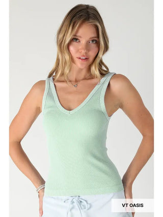 The Twice Styled Rib Tank, Vintage Oasis - 130 Basics - The Farmhouse