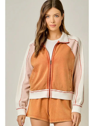 The Washed Red Block Zip Jacket - 250 Activewear + Lounge - The Farmhouse