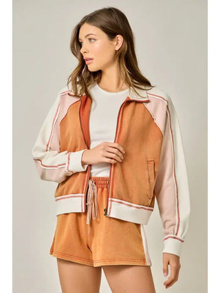 The Washed Red Block Zip Jacket - 250 Activewear + Lounge - The Farmhouse