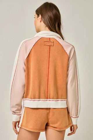 The Washed Red Block Zip Jacket - 250 Activewear + Lounge - The Farmhouse