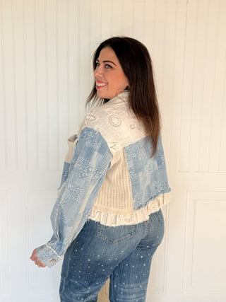 The Willow Ruffle Twill Jacket, Denim - 160 Outerwear - The Farmhouse