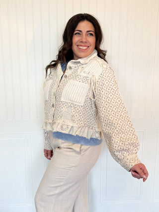 The Willow Ruffle Twill Jacket, Natural - 160 Outerwear - The Farmhouse